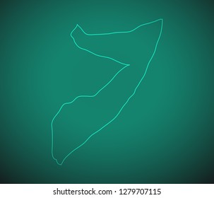 Map of Somalia,Green map on dark background. Vector illustration eps 10.