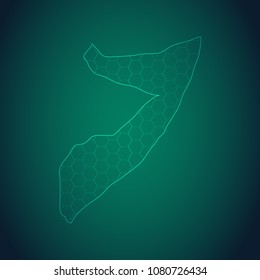 Map of Somalia-Wire frame 3D mesh polygonal network line, design sphere, dot and structure. Vector illustration eps 10.
