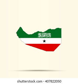 Map of Somaliland in Somaliland flag colors