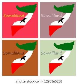Map of Somaliland with flag - vector illustration