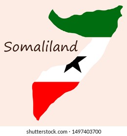 Map of Somaliland with flag - vector illustration