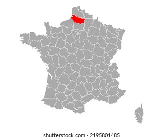 Map of Somme in France on white