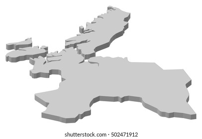 Map - Sor-Trondelag (Norway) - 3D-Illustration