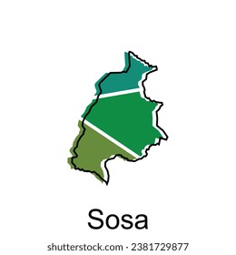 Mapa de la Ilustración del Vector de la Ciudad de Sosa, aislado en fondo blanco, plantilla de diseño de ilustración, adecuado para su empresa