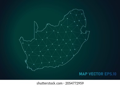 Map of south Africa - Abstract mash line and point scales on dark gradient background. Wire Frame 3D mesh polygonal network line, design sphere, dot and structure. Vector illustration eps 10.
