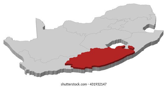 Map - South Africa, Eastern Cape - 3D-Illustration