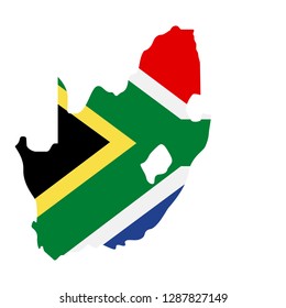 map of South Africa with flag inside. South Africa map vector illustration