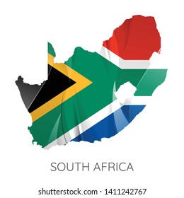 Map Of South Africa With Flag As Texture Isolated On white Background. Vector Illustration