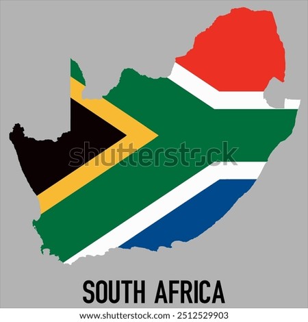 map of South Africa with flag, vector illustration