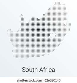 Map of South Africa, halftone abstract background. The black dots on a gray background. Pixel vector illustration