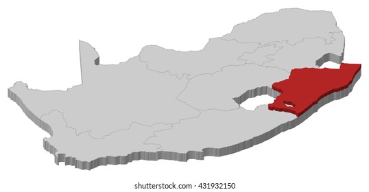 Map - South Africa, KwaZulu-Natal - 3D-Illustration