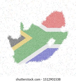 Map of South Africa. Mosaic style map with the flag of South Africa. Vector illustration.