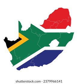 Map of South Africa with national flag