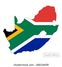 Map of South Africa with an official flag. Illustration on white background