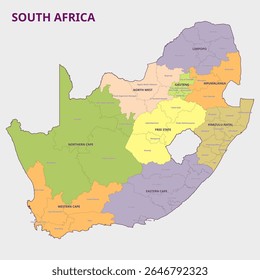 Mapa de África do Sul Províncias e Regiões