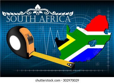Map of South africa with ruler, vector.