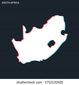 Karte des südafrikanischen Vektordesign-Template auf dunklem Hintergrund.