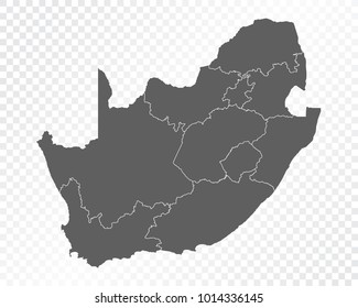 Map of South Africa , vector illustration on transparent background. Items are placed on separate layers and editable.