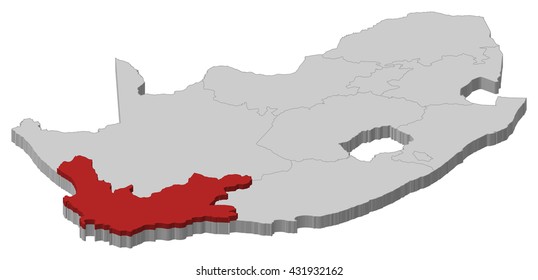 Map - South Africa, Western Cape - 3D-Illustration