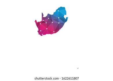 Map of South Africa. Wire frame 3D mesh polygonal network line, design sphere, dot and structure. communications map of South Africa. Vector Illustration EPS10.