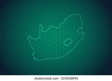 Map of South Africa-Wire frame 3D mesh polygonal network line, design sphere, dot and structure. Vector illustration eps 10.