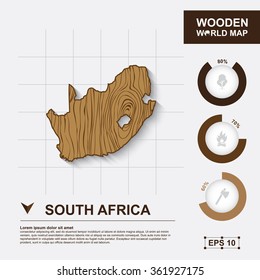 Map Of South Africa,Wooden, vector illustration