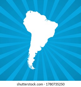 Map of South America blue comic pop art vector.