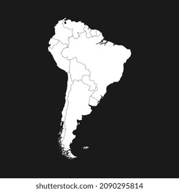 Map of South America with borders