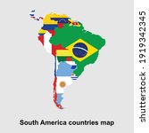 Map of South America countries isolated vector illustration