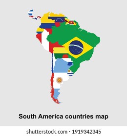 Map of South America countries isolated vector illustration