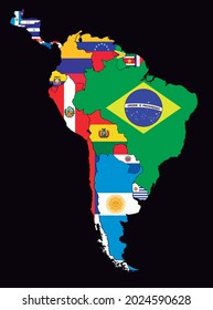 mapa sudamérica banderas sudamérica peru brasil paraguay uruguay chile colombia argentina ecuador venezuela guiana suriname french guiana