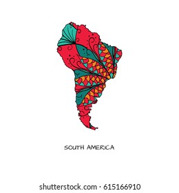 Map of South America in hand drawn style