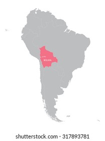 map of South America with indication of Bolivia
