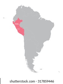 map of South America with indication of Peru
