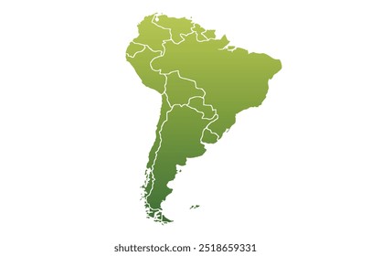 Map of south america modern colors vector, isolated on white background.Travel worldwide, map silhouette, backdrop, earth geography, political,reports,city, infographic, political, concept, outline.