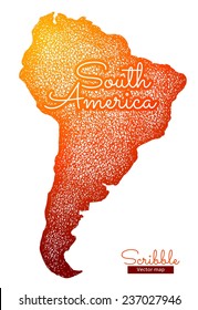 map of South America. Scribble vector map 