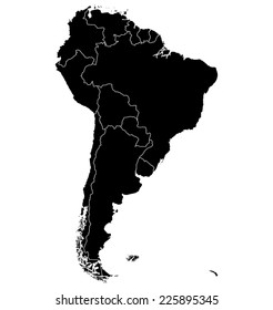Map of South America. Separable Borders