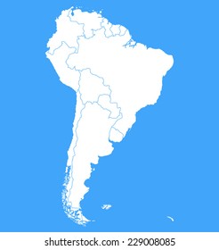 Map of South America. Separable Borders 