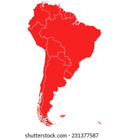 Map of South America. Separable Borders 