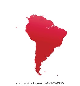 Map of South America, sign silhouette. World Map Globe. Vector Illustration isolated on white background. Latin American continent.