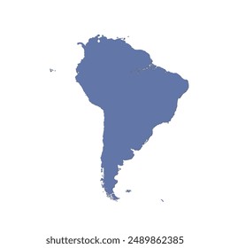 Map of South America, sign silhouette. World Map Globe. Vector Illustration isolated on white background. Latin American continent.