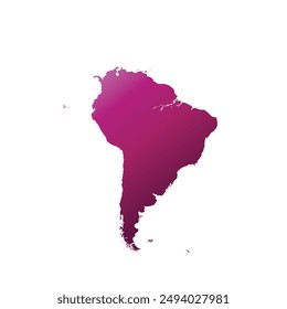 Map of South America, sign silhouette. World Map Globe. Vector Illustration isolated on white background. Latin American continent.