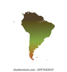 Map of South America, sign silhouette. World Map Globe. Vector Illustration isolated on white background. Latin American continent.