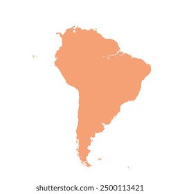 Map of South America, sign silhouette. World Map Globe. Vector Illustration isolated on white background. Latin American continent.