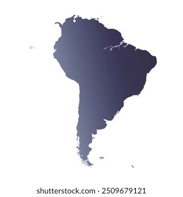 Map of South America, sign silhouette. World Map Globe. Vector Illustration isolated on white background. Latin American continent.