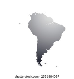 Map of South America, sign silhouette. World Map Globe. Vector Illustration isolated on transparent background. Latin American continent