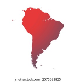 Map of South America, sign silhouette. World Map Globe. Vector Illustration isolated on transparent background. Latin American continent