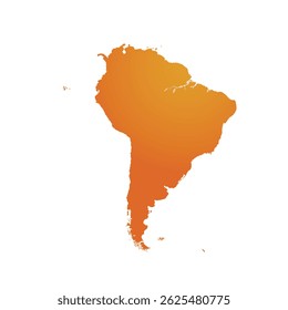 Mapa da América do Sul, silhueta de sinais. World Map Globe (em inglês). Ilustração de vetor isolada em plano de fundo transparente. América Latina.
