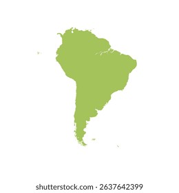 Map of South America, sign silhouette. World Map Globe. Vector Illustration isolated on transparent background. Latin American continent.