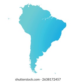 Map of South America, sign silhouette. World Map Globe. Vector Illustration isolated on transparent background. Latin American continent.